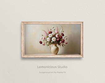 Vintage Garden Flower Bouquet Oil Painting | Samsung Frame TV Art