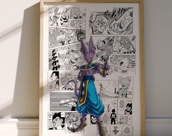 Plakat ścienny z mangą Beerus - Beerus - Wyselekcjonowane panele z mangą - Wydruk cyfrowy