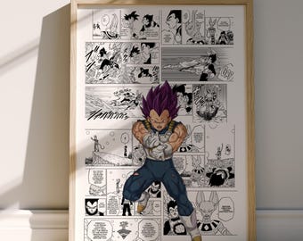 Pôster de mangá com Vegeta Ultra Ego para parede - Vegeta - Painéis de mangá selecionados - Impressão digital