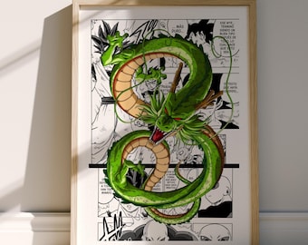 Pôster de mangá DBZ Shenron para parede - Shenron - Painéis de mangá selecionados - Impressão digital