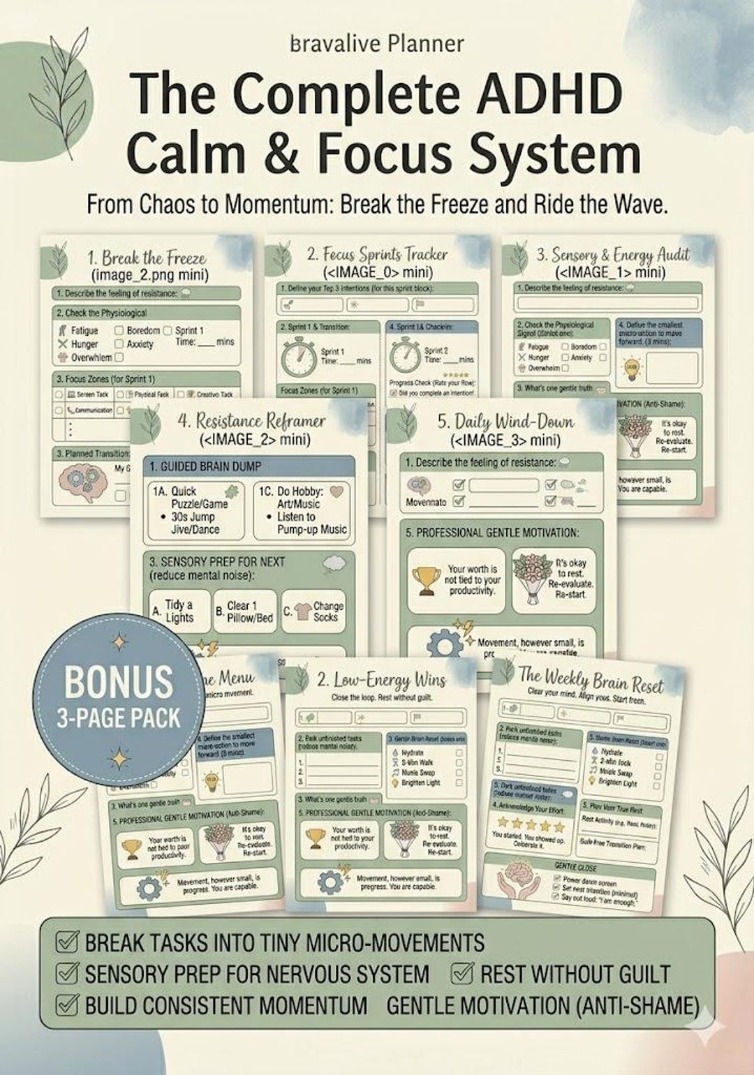 ADHD Momentum Planner: Break Freeze, Stop Procrastination (digital ...