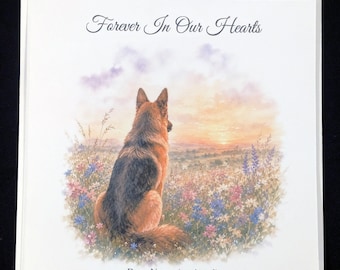 Trauerkarte für Deutsche Schäferhunde | Hunde-Kondolenzkarte mit kostenloser Haustier-Gedenkkarte | Sunset Meadow | Quadratisch 6x6 | Trauerkarte für Haustiere