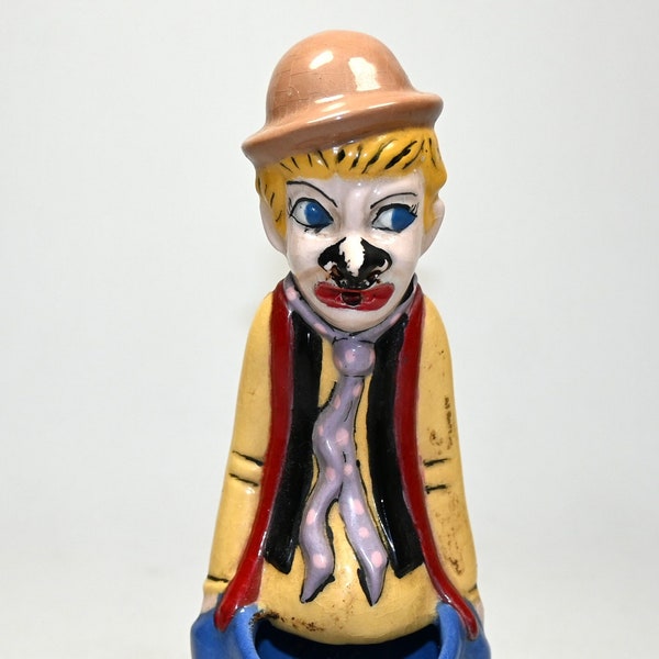 Whimsical Retro 1960's Sad Clown Toothpick Holder - Unique 8" Ceramic Planter