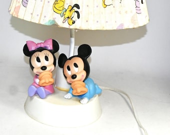 Retro Disney Nursery Decor: 1984 Mickey and Minnie Mouse Lamp W