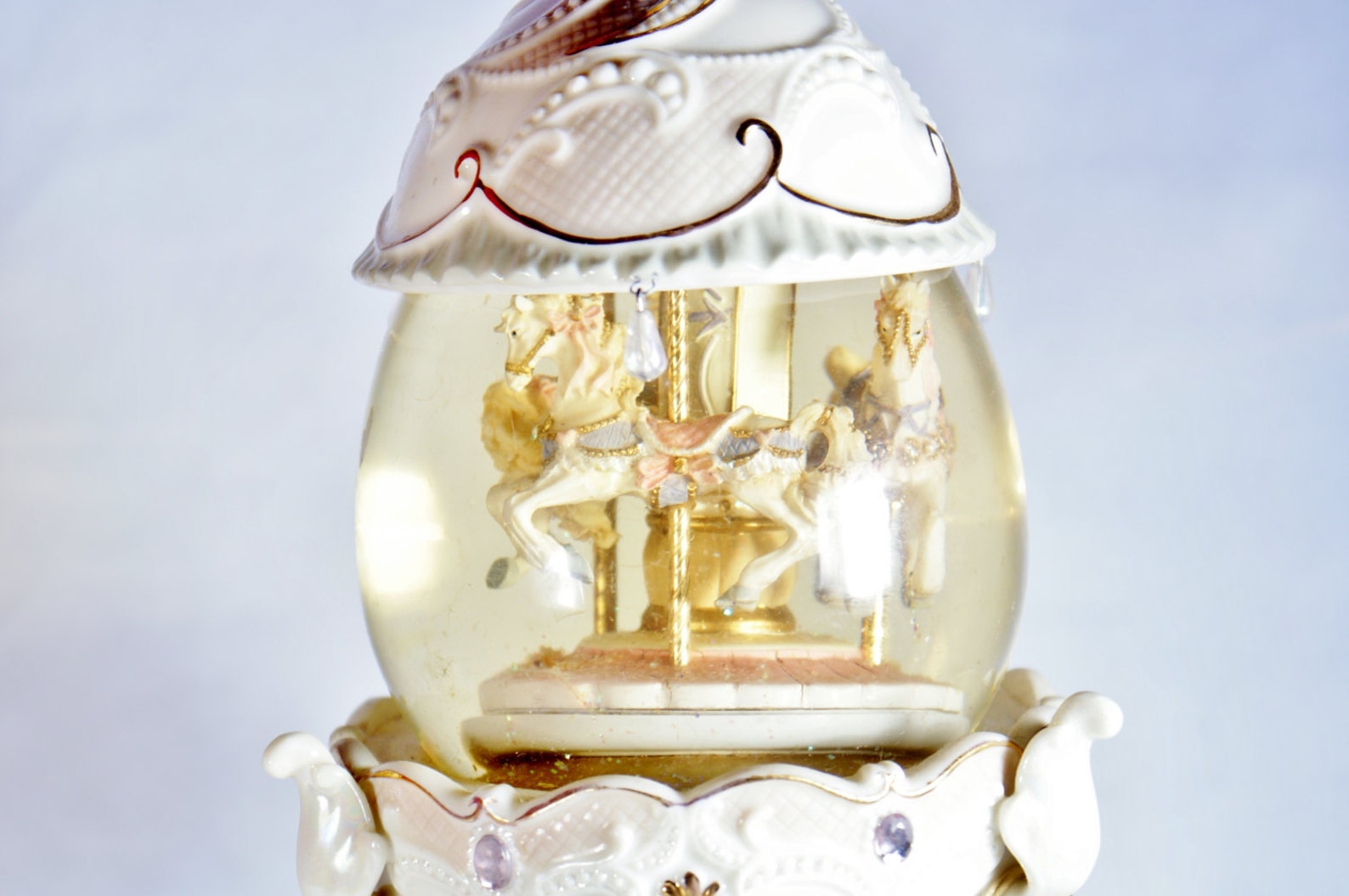 Carousel Snow Globe Music Box Horse Vintage Plays Musical Etsy