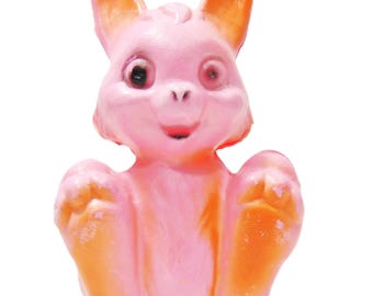 Vintage 1960s Easter Bunny Pink Celluloid Piggy Bank