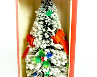Decorative Star Band Co. Holiday House Electrified Tabletop Christmas Tree  (Ca. 1969)