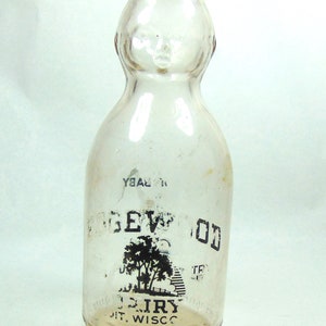 Mid Century Babyface Milk Bottle From Edgewood Dairy (Ca. 1950&#39;s)