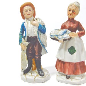 Vintage Fishing Couple Figurines – Made in Taiwan – Cabin or Country Decor Set