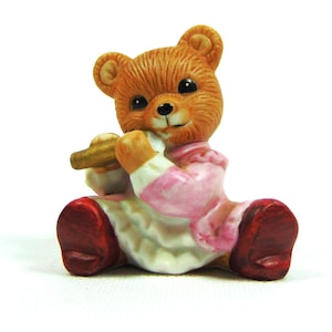 Collectible Bear with a Flute Figurine by Homco ( Ca. 1980&#39;s)