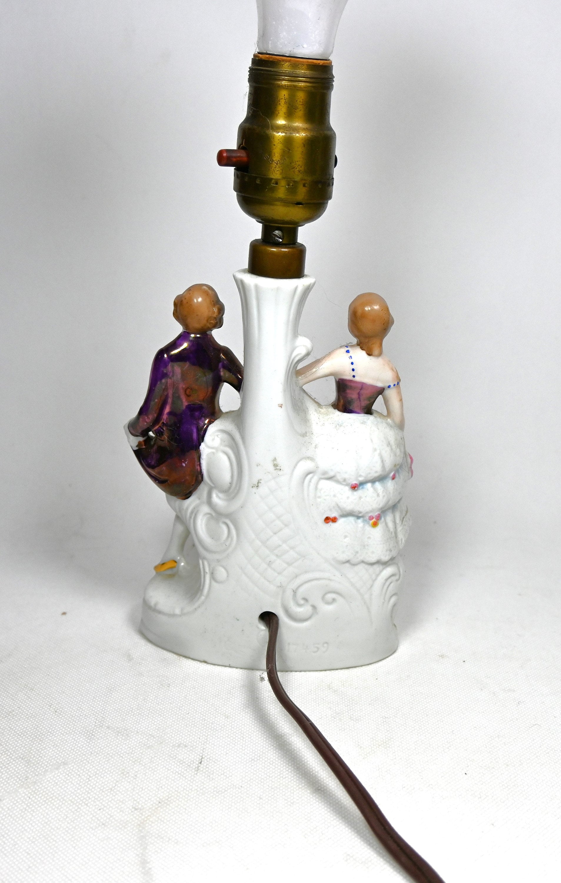 Retro 1940s Porcelain Courting Couple Lamp From Germany - Antique