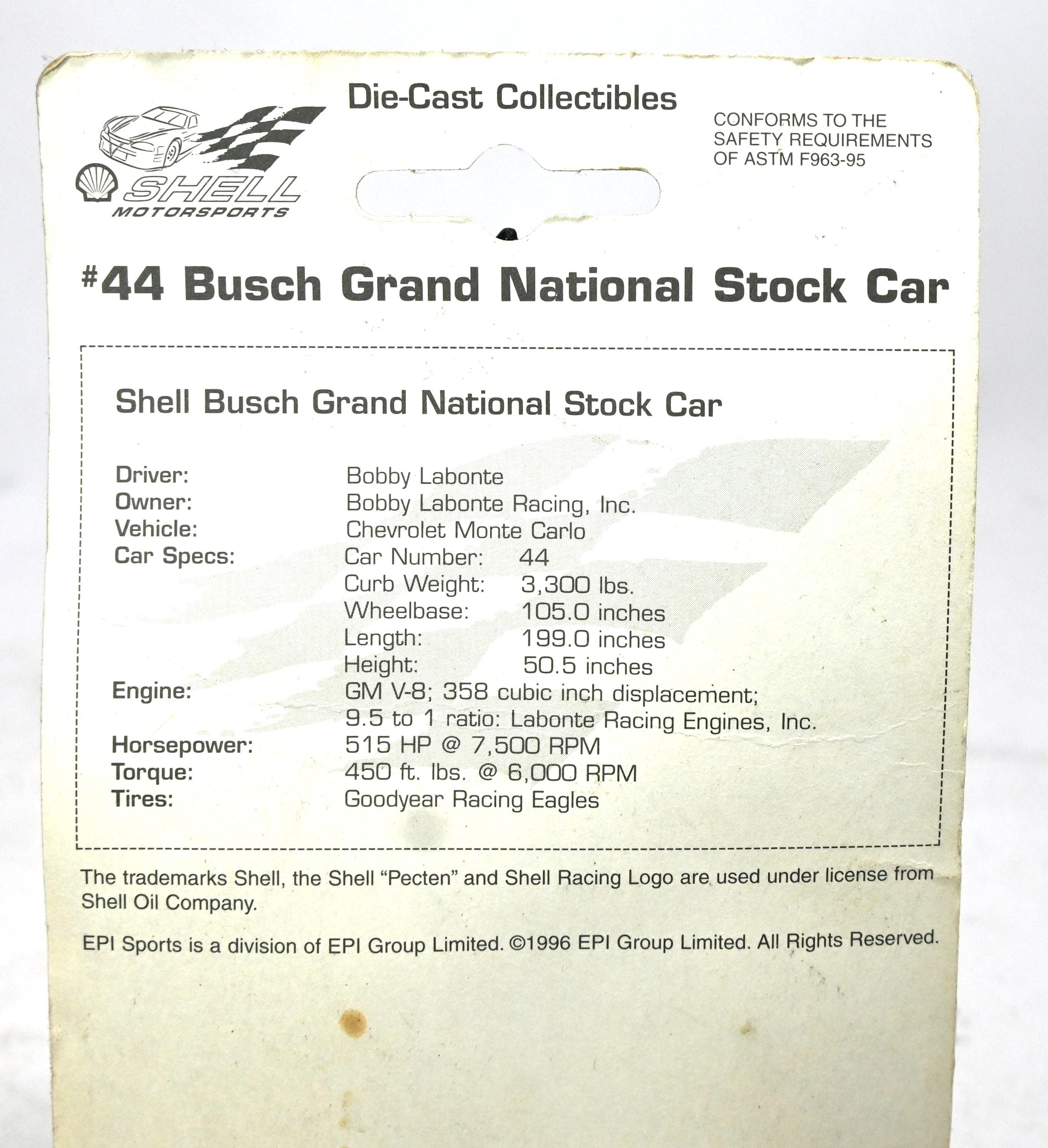 1996 Shell Racing Bobby Labonte Busch Grand Prix #44 Toy Car in ...