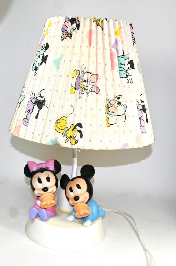 Retro Disney Nursery Decor: 1984 Mickey and Minnie Mouse Lamp W