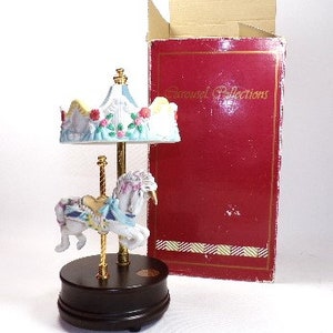 Musical Unicorn Mechanical Carousel Merry-Go-round by Giftec Lmtd. (Ca. 1990&#39;s)