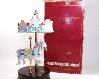 Musical Unicorn Mechanical Carousel Merry-Go-round by Giftec Lmtd. (Ca. 1990&#39;s)