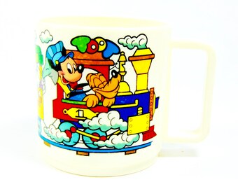 Vaso de plástico coleccionable de Disney Train para niños (aprox. 1980)
