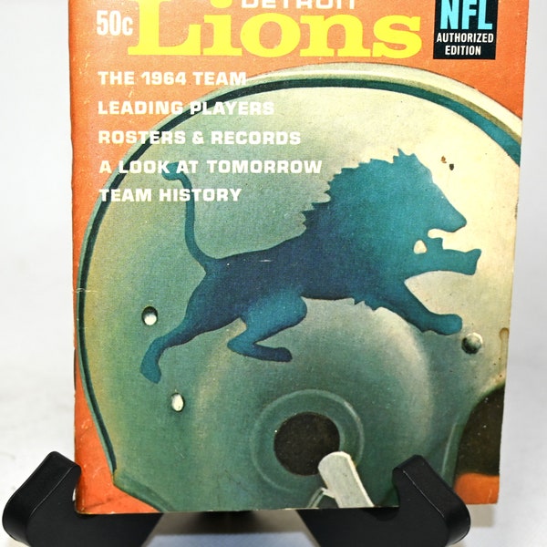 Vintage 1964 Detroit Lions NFL Team Guide | Jack Hand Print | Associated Press
