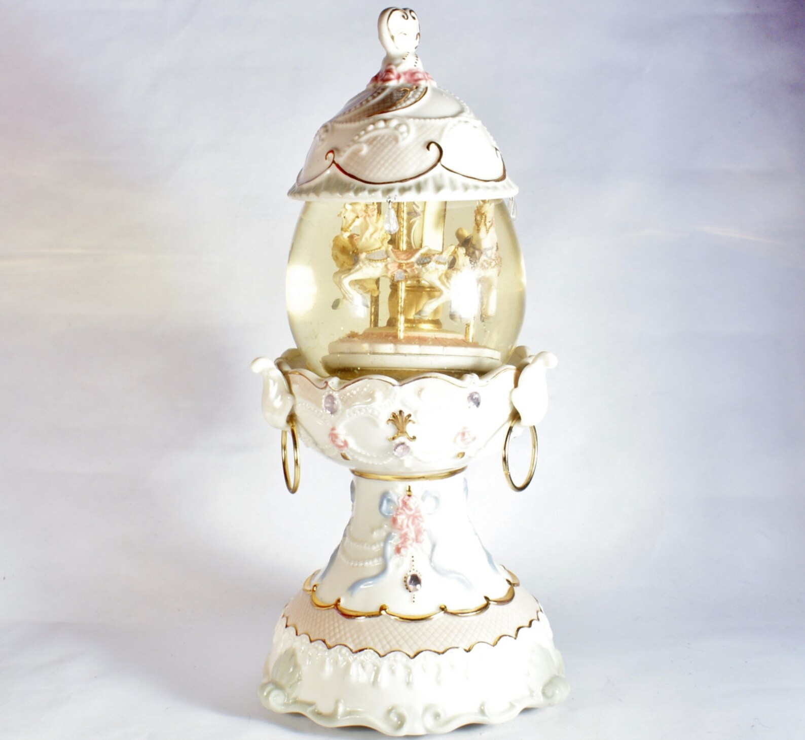 Carousel Snow Globe Music Box Horse Vintage Plays Musical Etsy