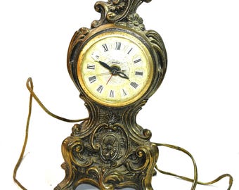 Vintage United Metal Goods Electric Clock Model 782 – Rococo Baroque Style – 1950s Brooklyn USA