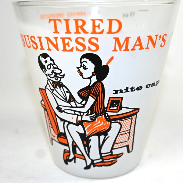 Vintage 1950s Tired Business Man's Nite Cap Frosted Mixing Glass - Retro Barware