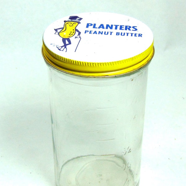 Collectible 1 3/4 Cups Glass Peanut Butter Jar from Planters (Ca. 1960's)