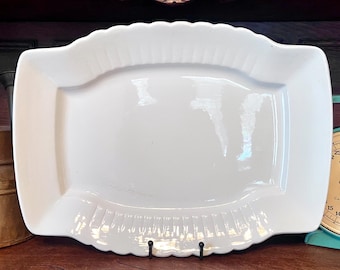 Antique Johnson Brothers Large White Ironstone Serving Tray or Platter