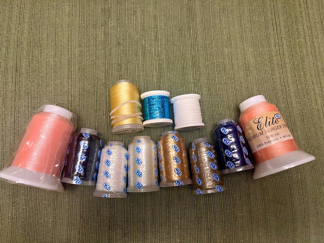Lot of 11 Machine Embroidery Thread, Various Colors: Pink, Metallic ...