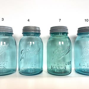 Ball Perfect Mason Aqua Blue 1 Quart Canning Jar with original zinc twist lid from 1910s-1920s