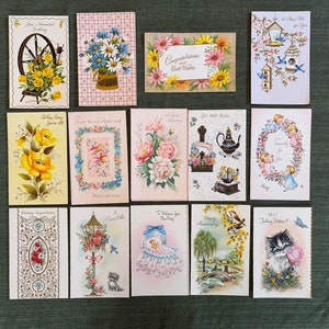 Vintage 1950s-60s Miscellaneous Unused Greeting Cards (14 cards & 13 envelopes) in original box