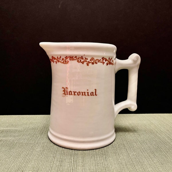 Greenwood China Trenton Restaurant Ware Stoneware Pitcher from Baronial Hotel , Nazareth PA - Colonial farmhouse crock style Water Pitcher