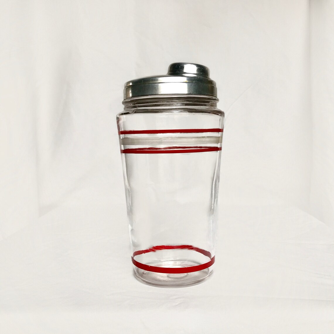 Vintage Glass Cocktail Shaker With Red and White Stripes and Etsy