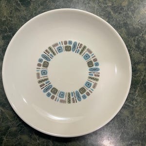 Vintage Canonsburg Temporama Plate: Mid-Century Atomic Blue Green Dura-Gloss (7 inch)
