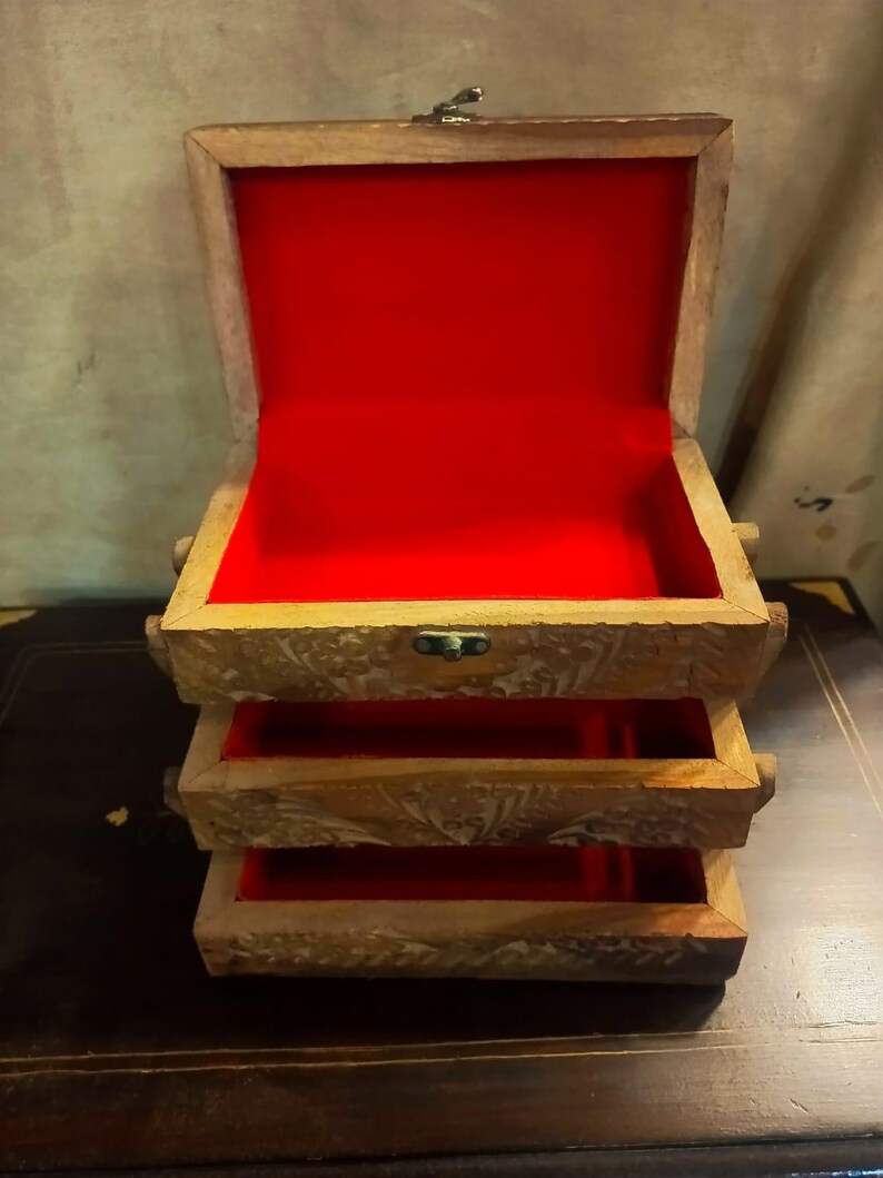 Multi-Tier Wooden Jewelry Box image 3