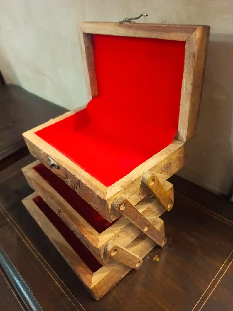 Multi-Tier Wooden Jewelry Box image 7