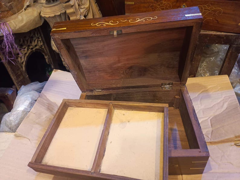 Personalized Wooden Jewelry Box with Brass Inlay, Engraved Keepsake Gift image 3