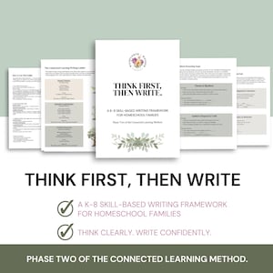 Pensa prima, poi scrivi: Struttura di scrittura per l'istruzione parentale / Spunti di pensiero critico e scrittura basata sulle competenze