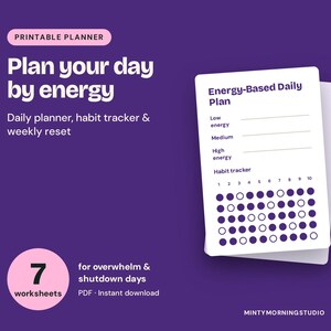 ADHD Daily Planner Printable, Daily Reset and Routine Planner, Habit Tracker Worksheets PDF