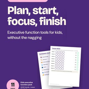 Kids Executive Function Printables, ADHD Homework Planner and Visual Schedule