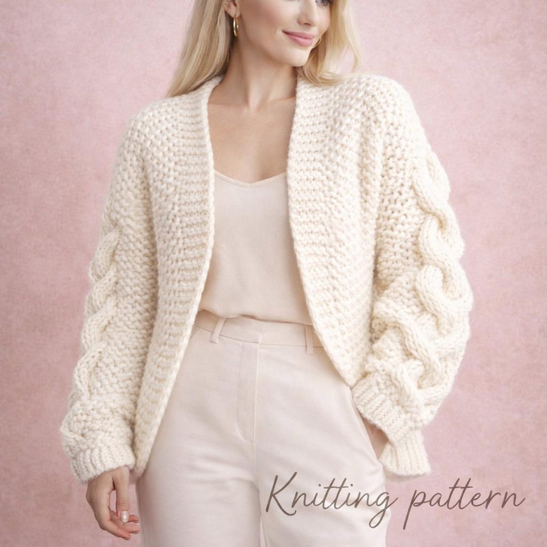 Chunky Cable Knit Cardigan Pattern | Oversized Sweater (PDF Pattern ...
