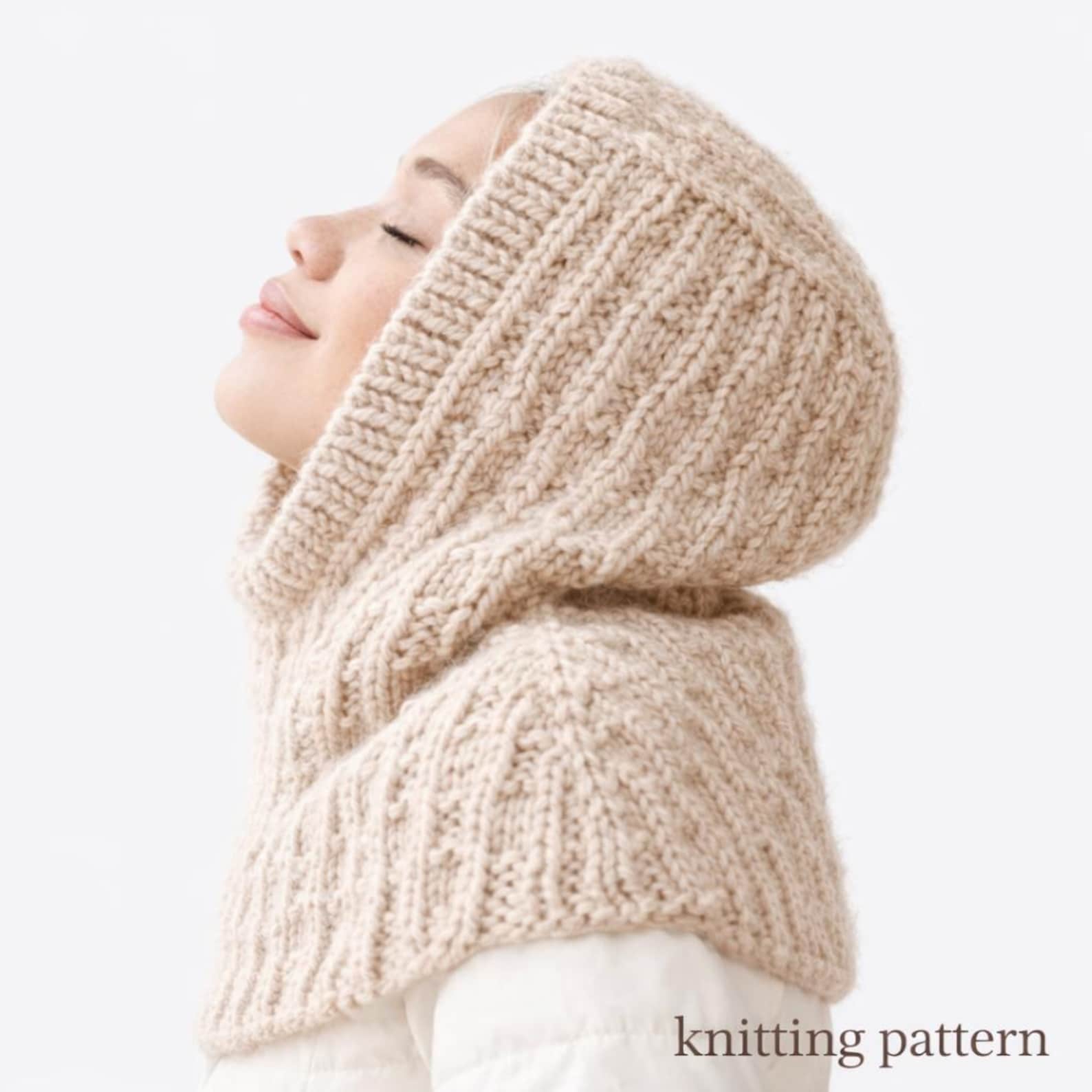 Wavy Rib Knit Hooded Cowl Pattern | Top-down Balaclava (PDF Pattern) - Etsy