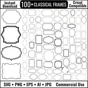 100+ Classical Vintage Label Frames SVG Bundle (Digital Download)