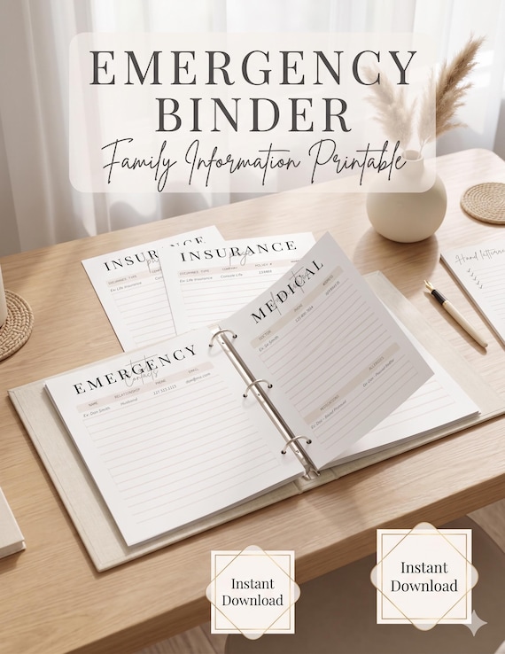 Emergency Binder Printable | Family Information Binder | Important Documents Organizer | Medical & Insurance Planner | Digital Download