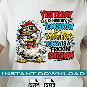 Funny Chicken Sarcastic Farmhouse Shirt Design (PNG PDF), Instant Download
