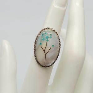 Vintage Zuni Artisan Sterling Silver Mother Of Pearl Floral Inlay Ring Size 5