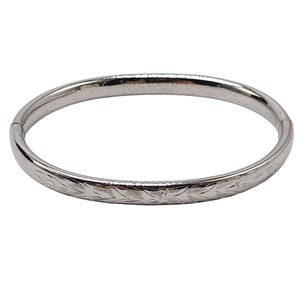 Uncas Sterling Silver Hinged Bangle Bracelet With Floral Engraving 7&quot;