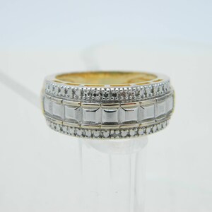 Roman Signed .925 Sterling Silver Gold Vermeil Diamond Chip Band Vintage