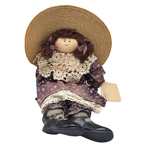 Little Souls Agnes Handmade Doll 1986 Vintage Collectible W/ Straw Hat Dress