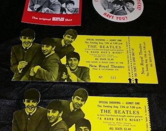 The Beatles 1964 "A HARD DAYS NIGHT" New Royal Theatre Movie Two Tickets & More