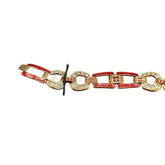 Camrose Kross Jacqueline Kennedy JBK Red Enamel Clear Rhinestone