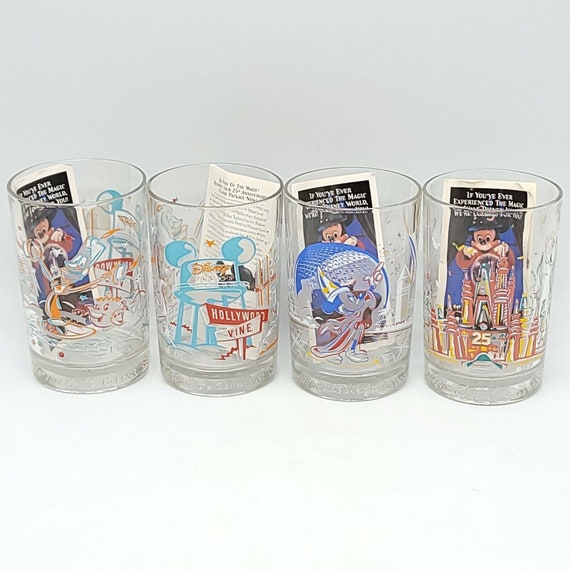 Mcdonald's Walt Disney World 25th Anniversary Glass Tumbler Set X4